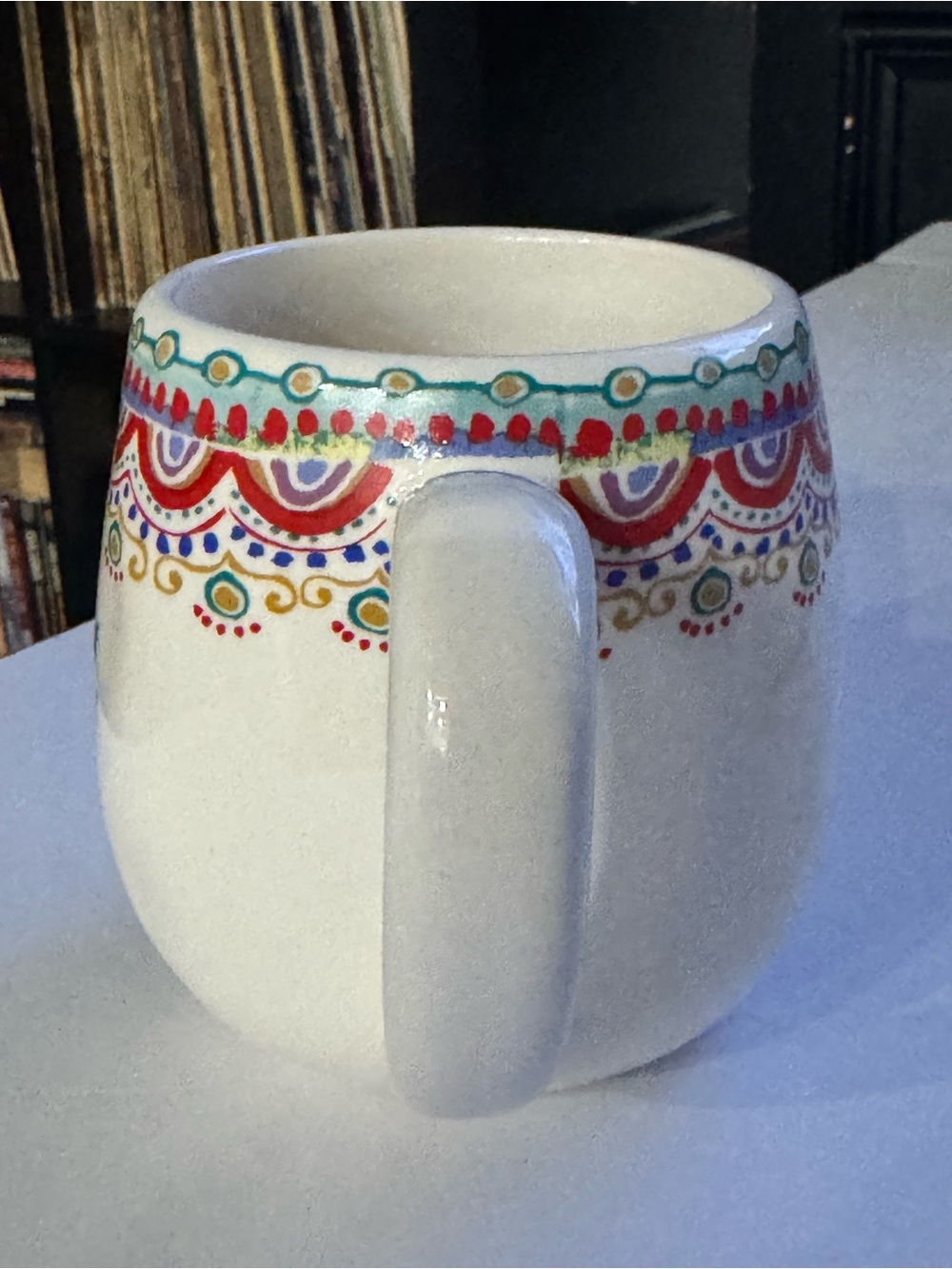 NATURAL LIFE Boho Cup of Happy Mug, Multicolor Decorative Border, Discontinued - Picture 3 of 8